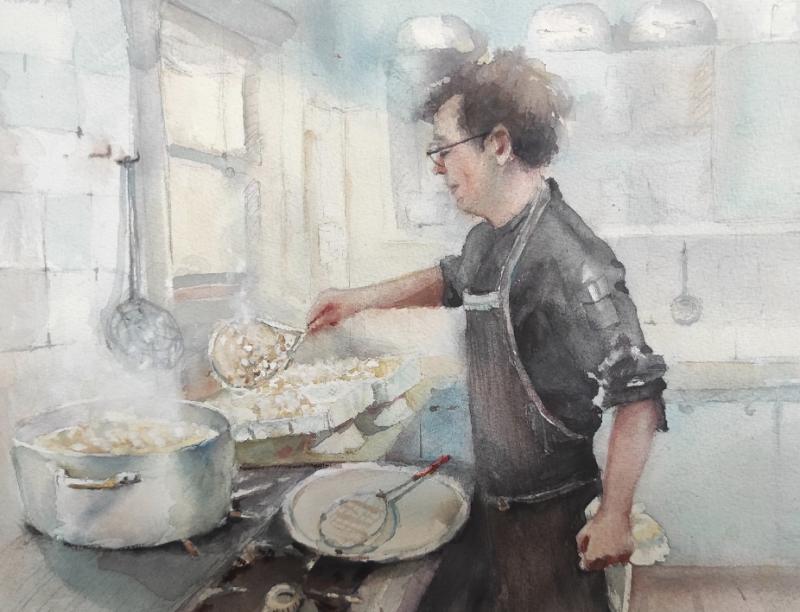 Watercolor painting holiday in Usseaux