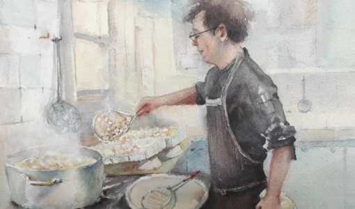 Watercolor painting holiday in Usseaux